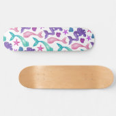 水ガーリー色メルメイドテイルズシーシェル模様 スケートボード (横)