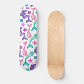 水ガーリー色メルメイドテイルズシーシェル模様 スケートボード (正面)