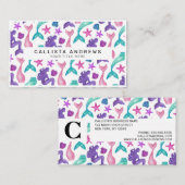 水ガーリー色メルメイドテイルズシーシェル模様 名刺 (正面/裏面)