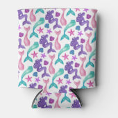 水ガーリー色メルメイドテイルズシーシェル模様 缶クーラー (正面)