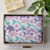 水ガーリー色メルメイドテイルズシーシェル模様 薄葉紙 (ギフト)