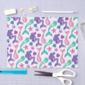 水ガーリー色メルメイドテイルズシーシェル模様 薄葉紙 (クラフト)