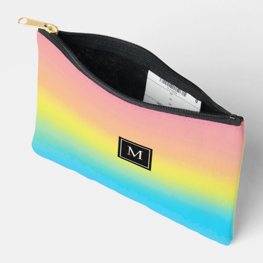 水ガーリー色レインボーモノグラムスクール アクセサリーポーチ (見開き)
