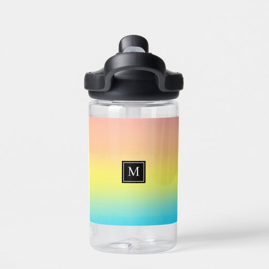 水ガーリー色レインボーモノグラムスクール ウォーターボトル (背面)