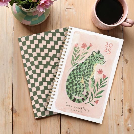 水ガーリー色抽象芸術市松模様にフローラ プランナー手帳