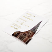 水クラシカル色の教会の宗教結婚の 箔招待状 (回転した状態)