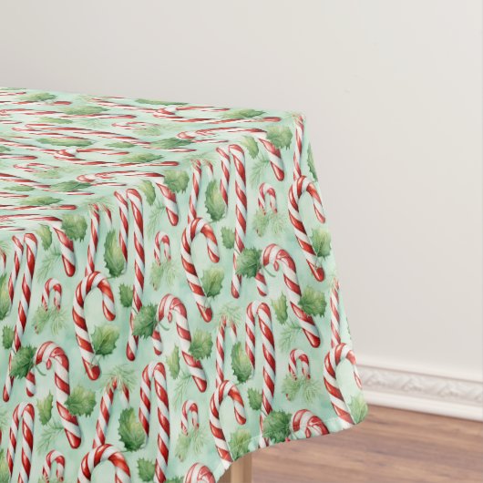 水クラシック色の赤い緑のクリスマスキャンディ缶 テーブルクロス (インサイチュ)