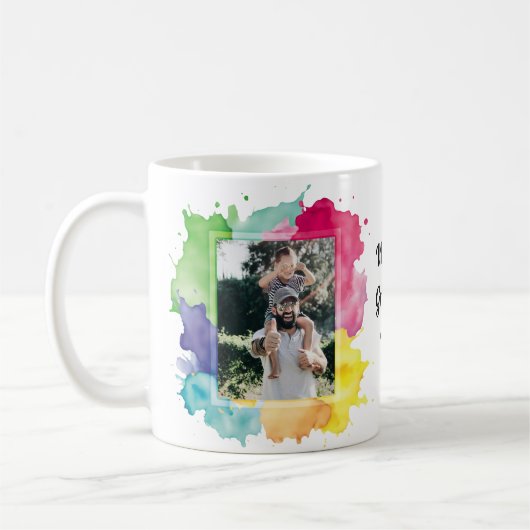 水クールカラフル色スプラッシュ写真父の日 コーヒーマグカップ (左)