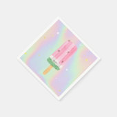 水クール色アイスクリームホログラフィック スタンダードカクテルナプキン (角)