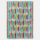 水クール色ネオン(ばちゃばちゃ)跳ねるの部族の羽 スローブランケット (正面縦)