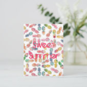 水クール色パイナップルパターン ポストカード (スタンド正面)