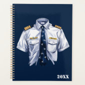 水クール色ブルーパイロットシャツ&名前タグカスタム プランナー手帳 (正面)