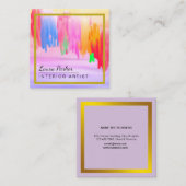 水クール色抽象芸術絵を描アースト（ばちゃばちゃ）跳ねる スクエア名刺 (正面/裏面)