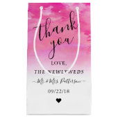 水グラデーション色の結婚ありがとう抱き枕 – ピンク スモールペーパーバッグ (正面)