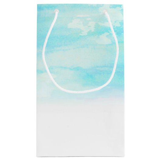水グラデーション色の結婚ありがとう抱き枕 – 青 スモールペーパーバッグ (裏面)