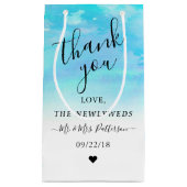 水グラデーション色の結婚ありがとう抱き枕 – 青 スモールペーパーバッグ (正面)