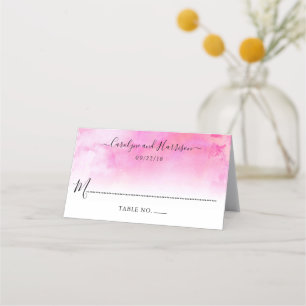 水グラデーション色の結婚座席表 – ピンク プレイスカード