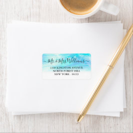 水グラデーション色の結婚式ラベル – 青 ラベル