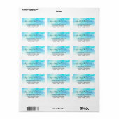 水グラデーション色の結婚式ラベル – 青 ラベル (フルシート)