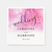 水グラデーション色の結婚紙ナプキン – ピンク スタンダードカクテルナプキン (正面)