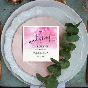 水グラデーション色の結婚紙ナプキン – ピンク スタンダードカクテルナプキン