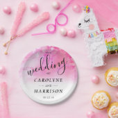 水グラデーション色の結婚紙プレート – ピンク ペーパープレート (パーティー)