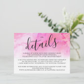 水グラデーション色の結婚詳細カード – ピンク エンクロージャーカード (スタンド正面)