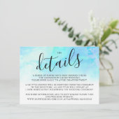 水グラデーション色の結婚詳細カード – 青 エンクロージャーカード (スタンド正面)