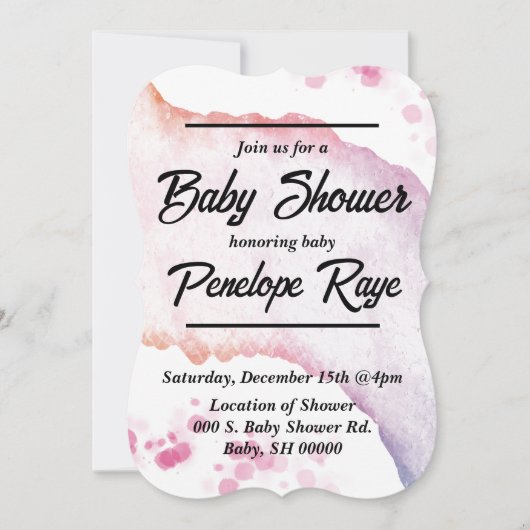 水グラデーション色エンクロージャカード 招待状 (正面)