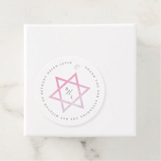 水グラデーション色バルミツワー フェイバータグ (インサイチュ)