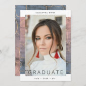 水グラデーション色モダン金箔ユニ大理石 案内状 (正面/裏面)