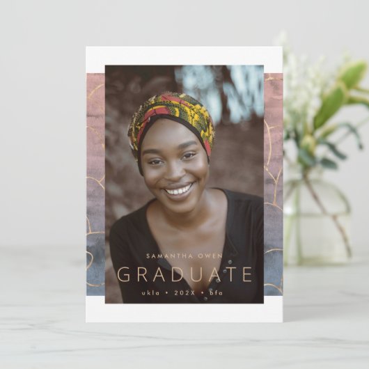 水グラデーション色モダン金箔大理石グラード 案内状 (スタンド正面)