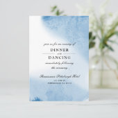 水グラデーション色結婚式レセプションカード |青 招待状 (スタンド正面)