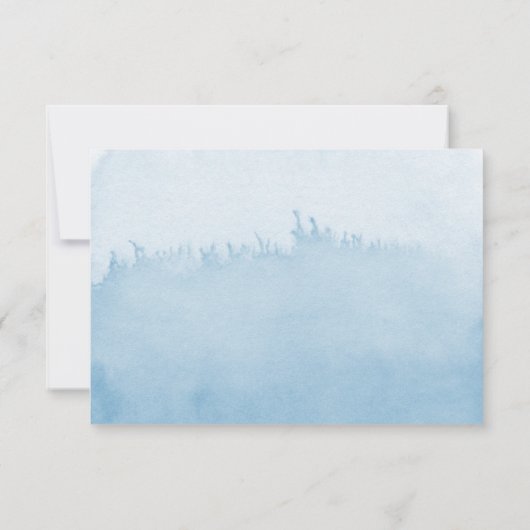 水グラデーション色結婚式レセプションカード |青 招待状 (裏面)