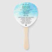 水グラデーション色結婚式 プログラムハンドファン – 青 ハンドファン (裏面)