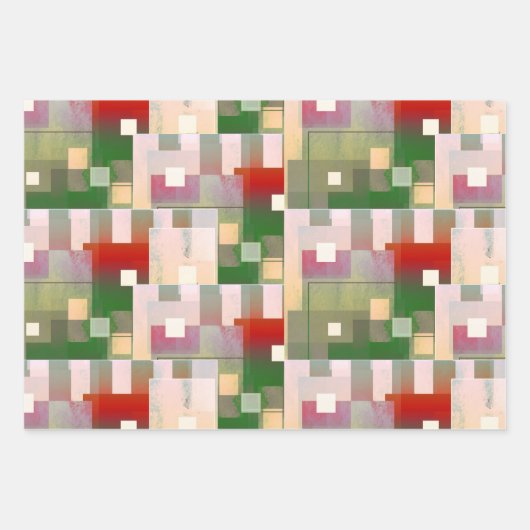 水グランジ色ファインアート幾何学的 ラッピングペーパーシート (正面2)