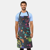 水グランジ色：スポットカラフルパターン エプロン (着用した状態)