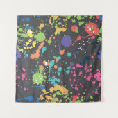 水グランジ色：スポットカラフルパターン タペストリー (正面(横))