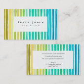 水コンテンポラリー色のストライプファッション 名刺 (正面/裏面)