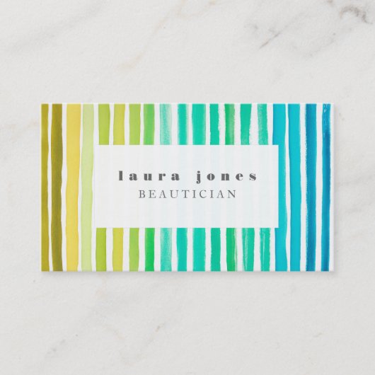 水コンテンポラリー色のストライプファッション 名刺 (正面)