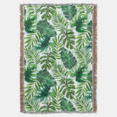 水コンテンポラリー色熱帯葉緑 スローブランケット (正面縦)