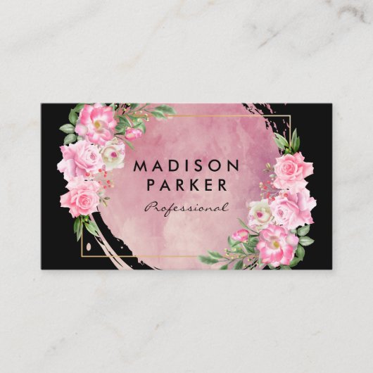 水コンテンポラリー色 |花エレガント類 名刺 (正面)