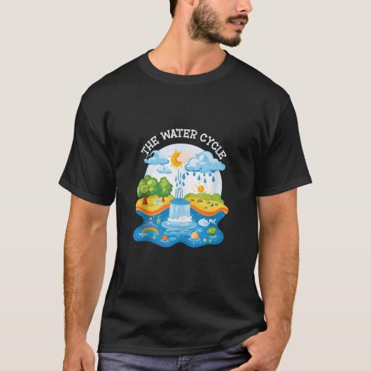 水サイクル気象予報雲 Tシャツ (正面)