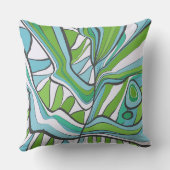 水サイケデリック葉式式ブルーグリーン クッション (裏面)