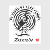 水シルエットの輪郭に立つブラッククレーン シール (シート)