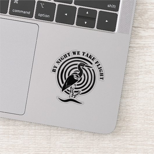 水シルエットの輪郭に立つブラッククレーン シール (詳細)