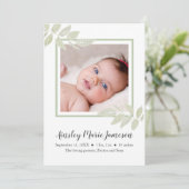 水シンプル彩植物のベビーガール誕生 案内状 (スタンド正面)