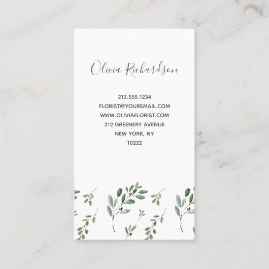 水シンプル彩緑植物学 名刺 (裏面)