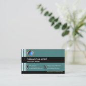 水シンプル色のエレガント垂直グローバル 名刺 (スタンド正面)