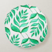 水シンプル色の枝 – 緑 ラウンドクッション (裏面)